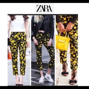 ZARA lemon print pants Sz S